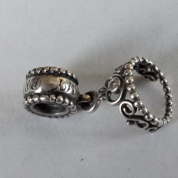 PANDORA 925 ALE CROWN MY PRINCESS CHARM STERLING SILVER TIARA HEART BEAD - Picture 5 of 5